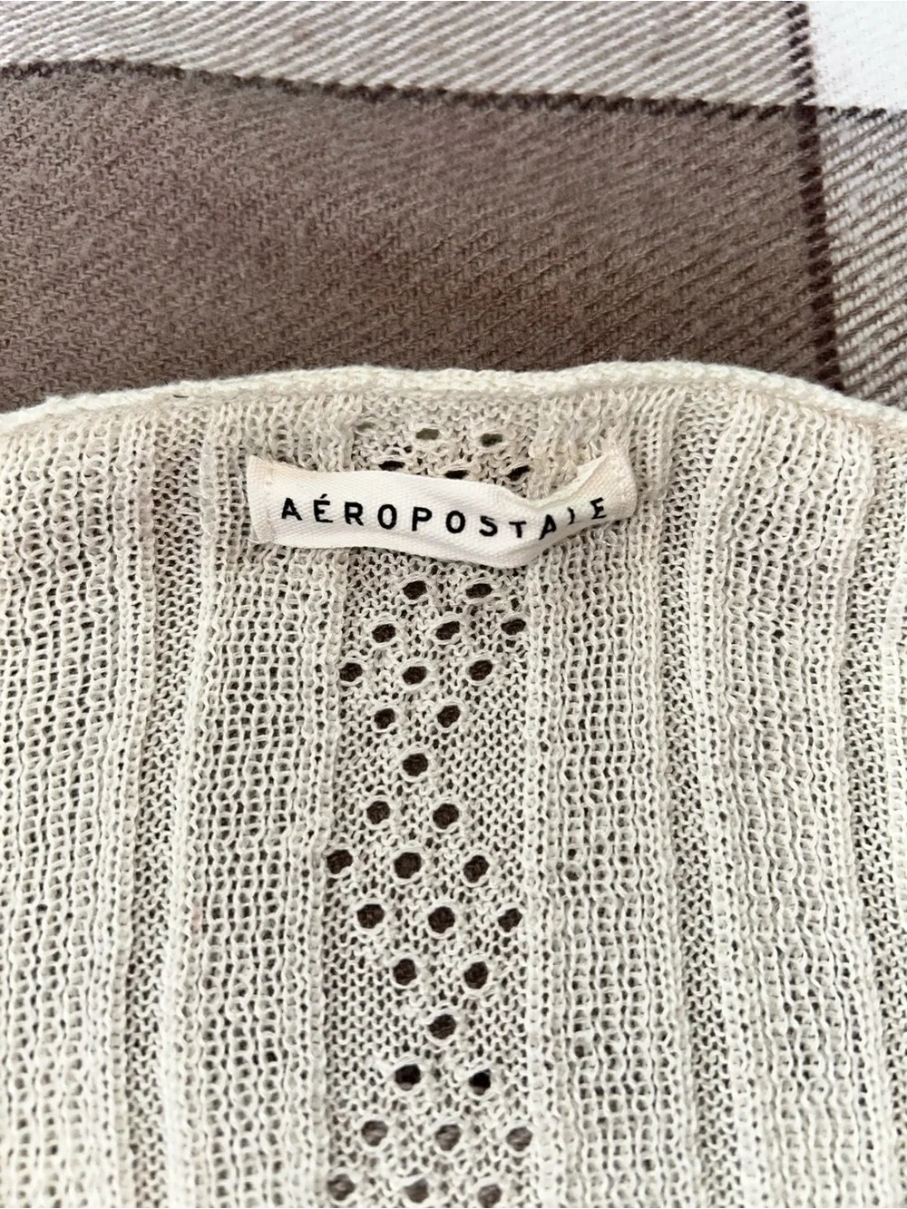 Aeropostale Cream V-Neck Button-Up Knit Cardigan - Picture 3 of 3